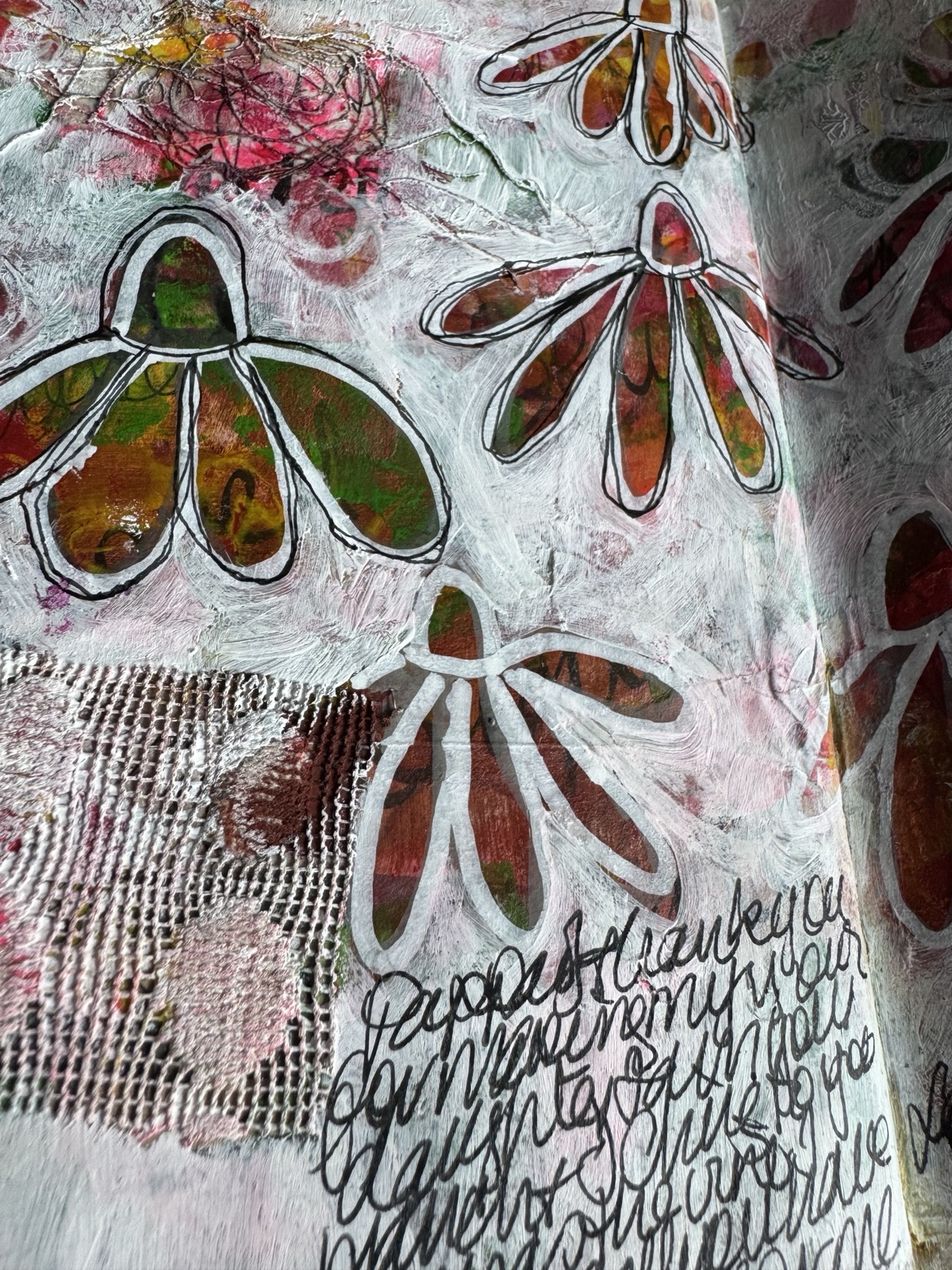 Art journal page with hand-drawn daisies and prayer — The Creative Pause